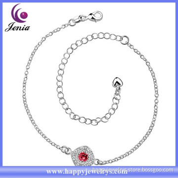 New products red zircon charm design 925 silve plated anklet fashion jewelry 2015 (CA037-A)